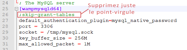 modification du fichier my.ini
