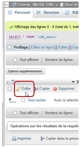 éditer la table "users"