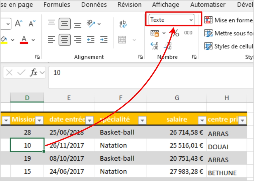vérification du format
